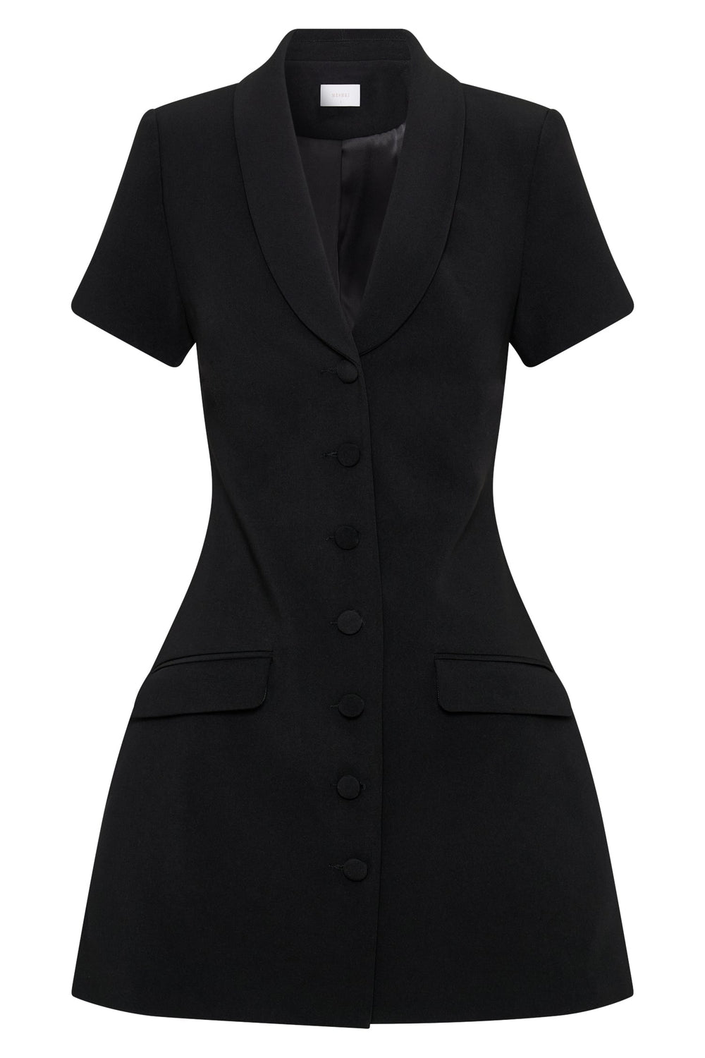 Paolina Collared Suiting Mini Dress - Black