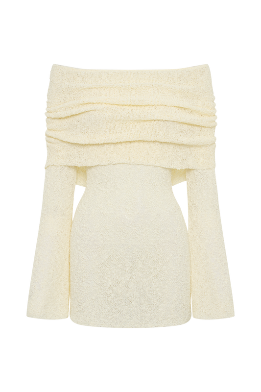 Marisol Off Shoulder Boucle Mini Dress - Ivory