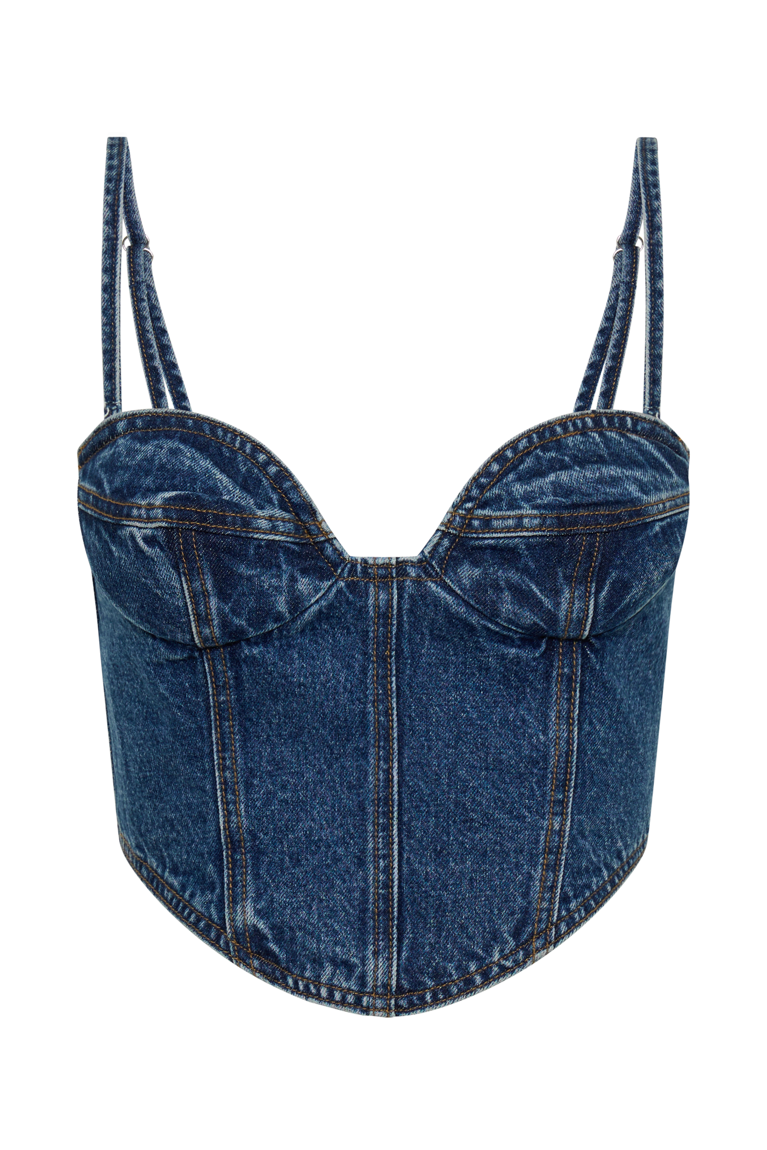 Lana Denim Cupped Corset Top - Dark Blue #8