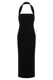 Amelita Suiting Halter Midi Dress - Black