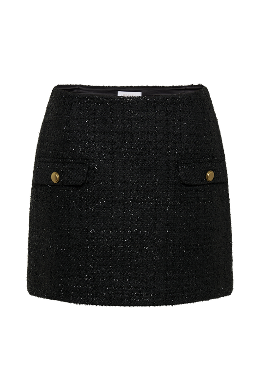 Priscilla Tweed Mini Skirt - Black