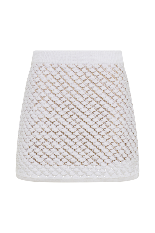 Lorenza Knit A-Line Mini Skirt - Ivory