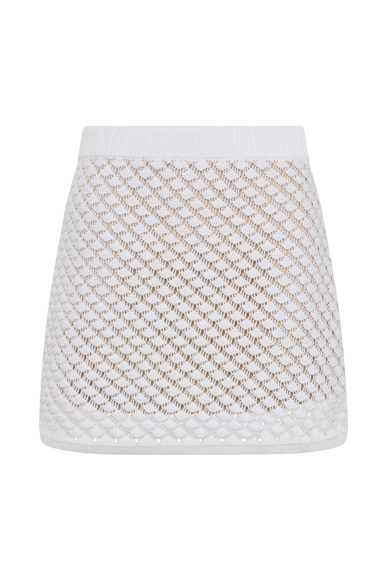 Lorenza Knit A-Line Mini Skirt - Ivory #9