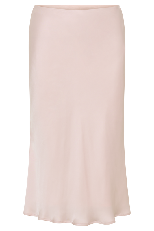 Allegra Satin Knee Length Skirt - Pale Pink