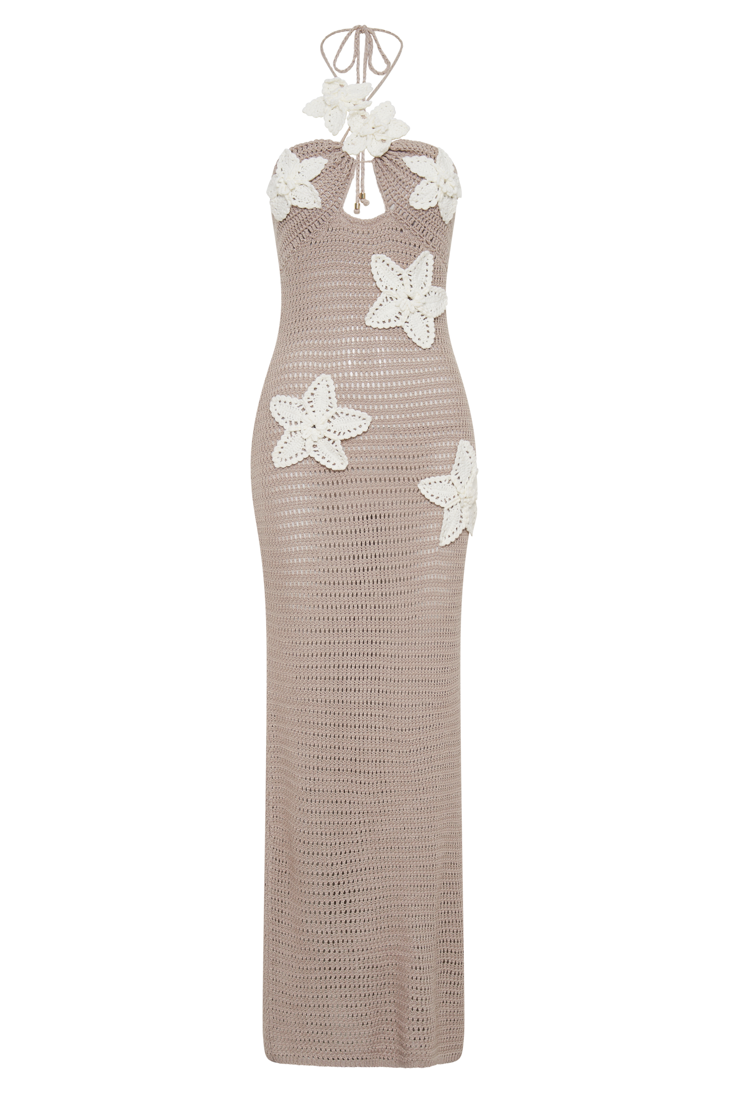 Kyla Floral Crochet Maxi Dress - Taupe/White #8