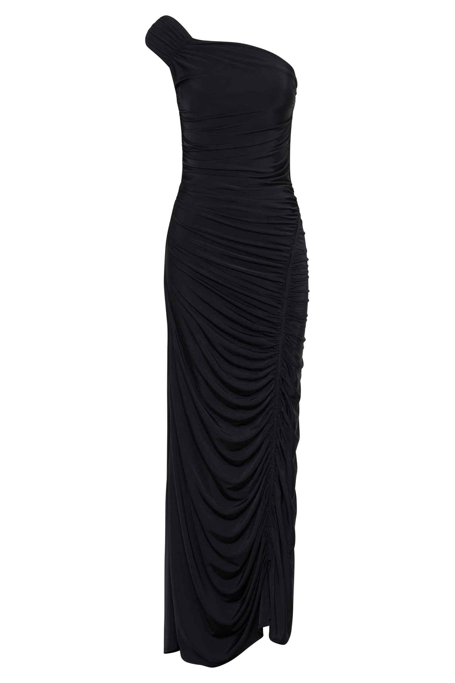 Capri Gathered Slinky Maxi Dress - Black #8