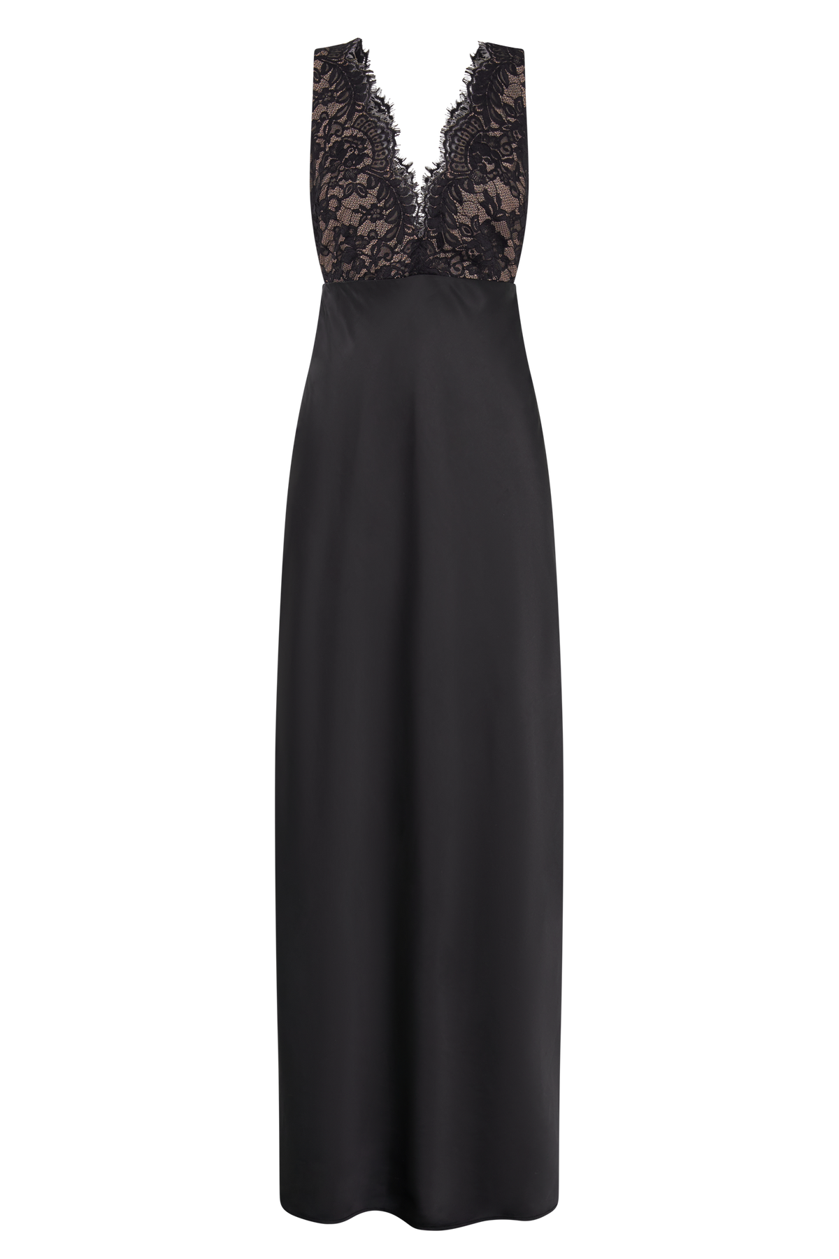 Ricci Satin And Lace Maxi Dress - Black #12