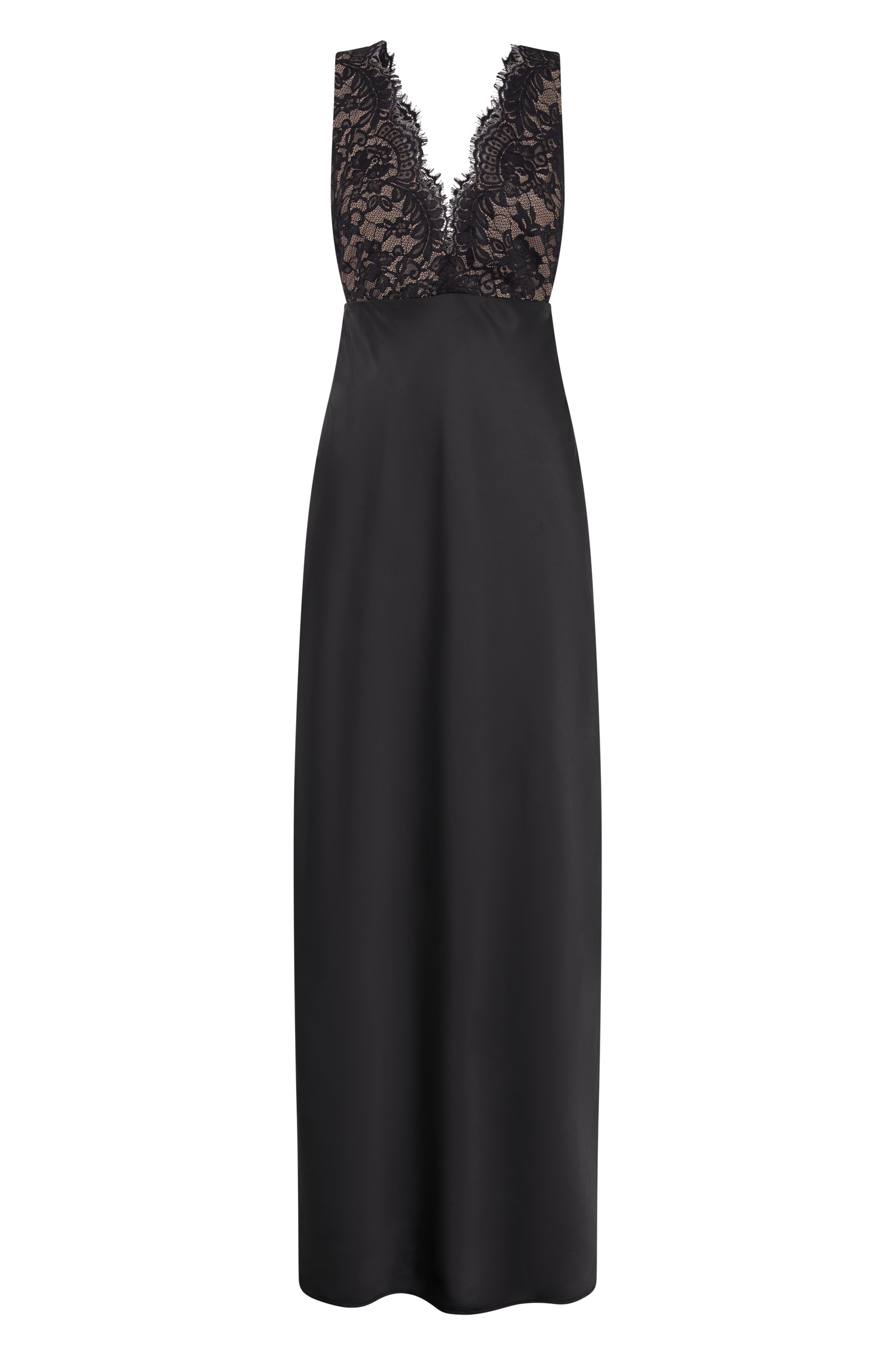 Ricci Satin And Lace Maxi Dress - Black #12