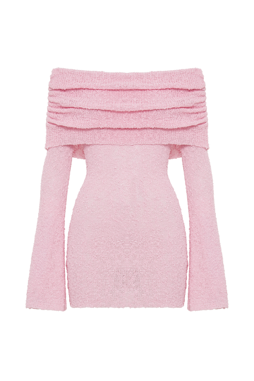 Marisol Off Shoulder Boucle Mini Dress - Baby Pink