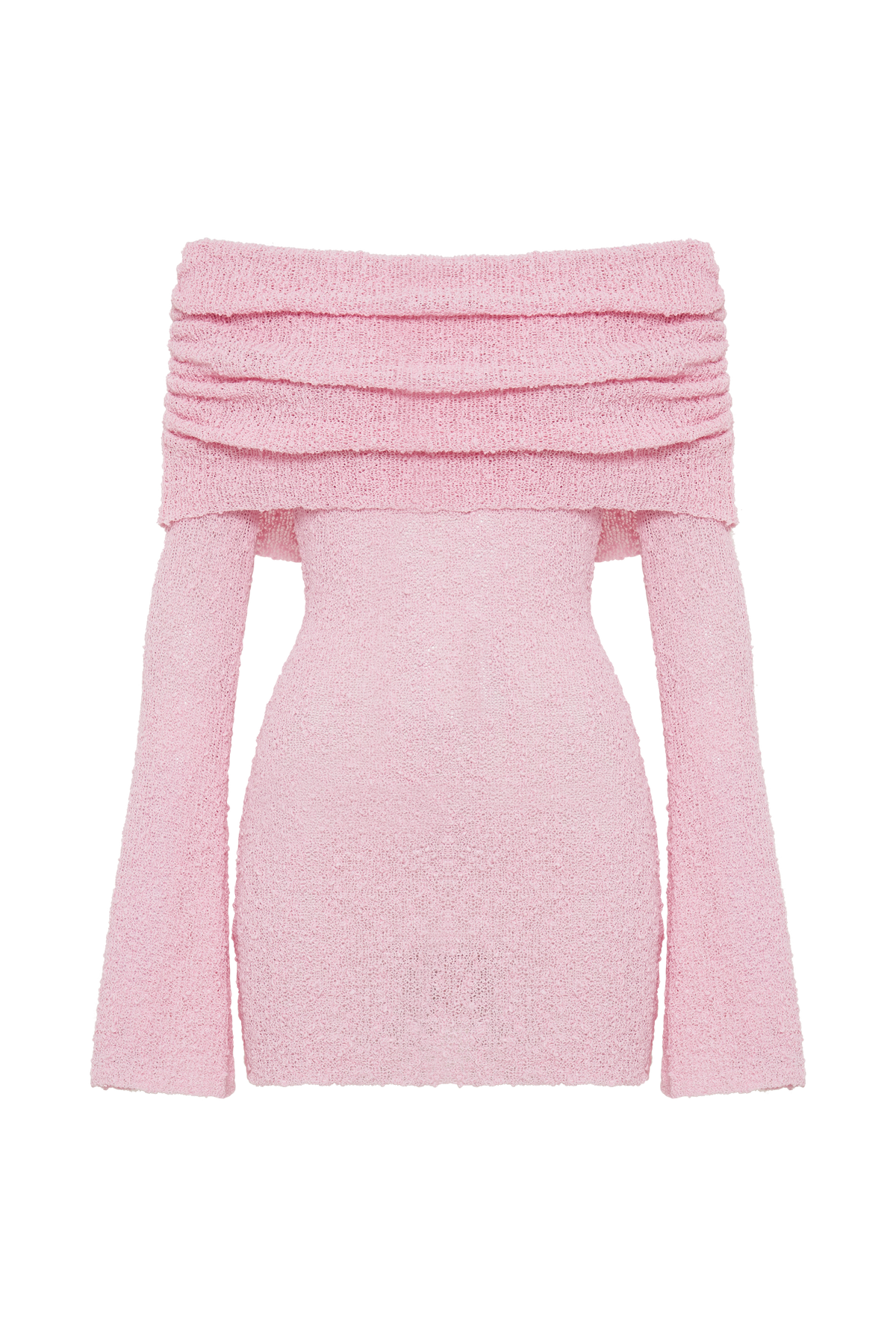 Marisol Off Shoulder Boucle Mini Dress - Baby Pink #7