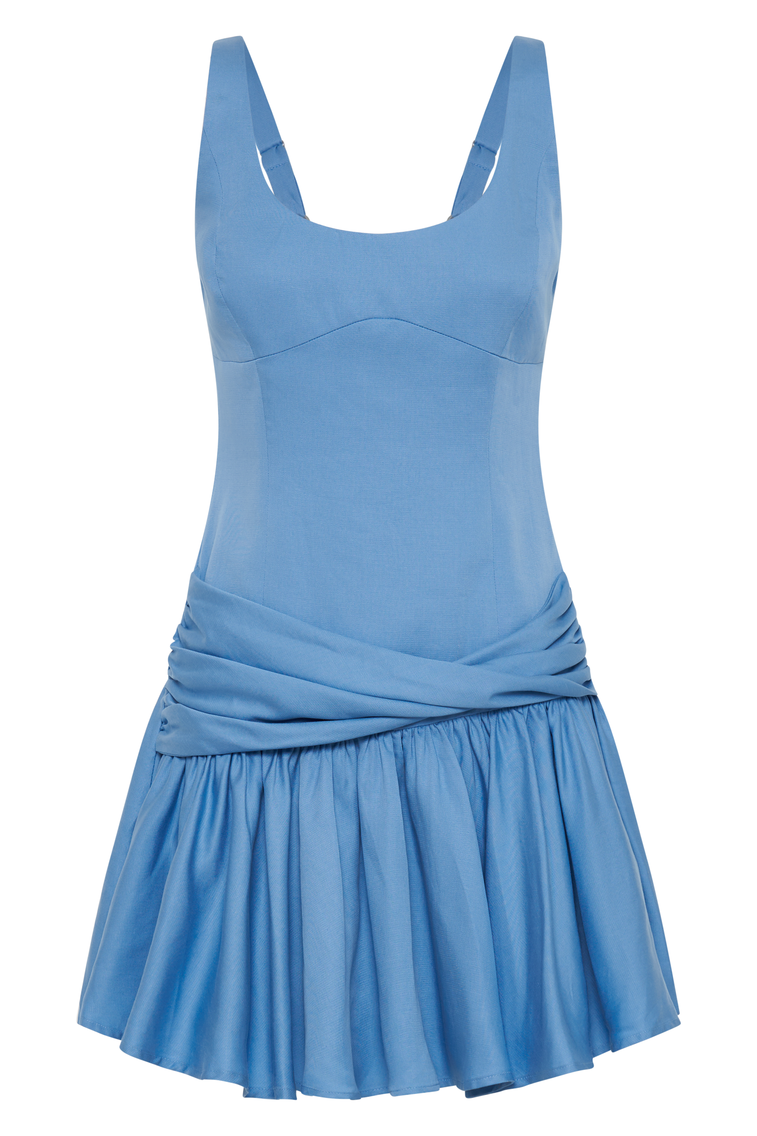 Alvara Cotton Puffy Mini Dress - Iris Blue #9