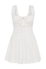 Donna Cotton Ruched Mini Dress - White
