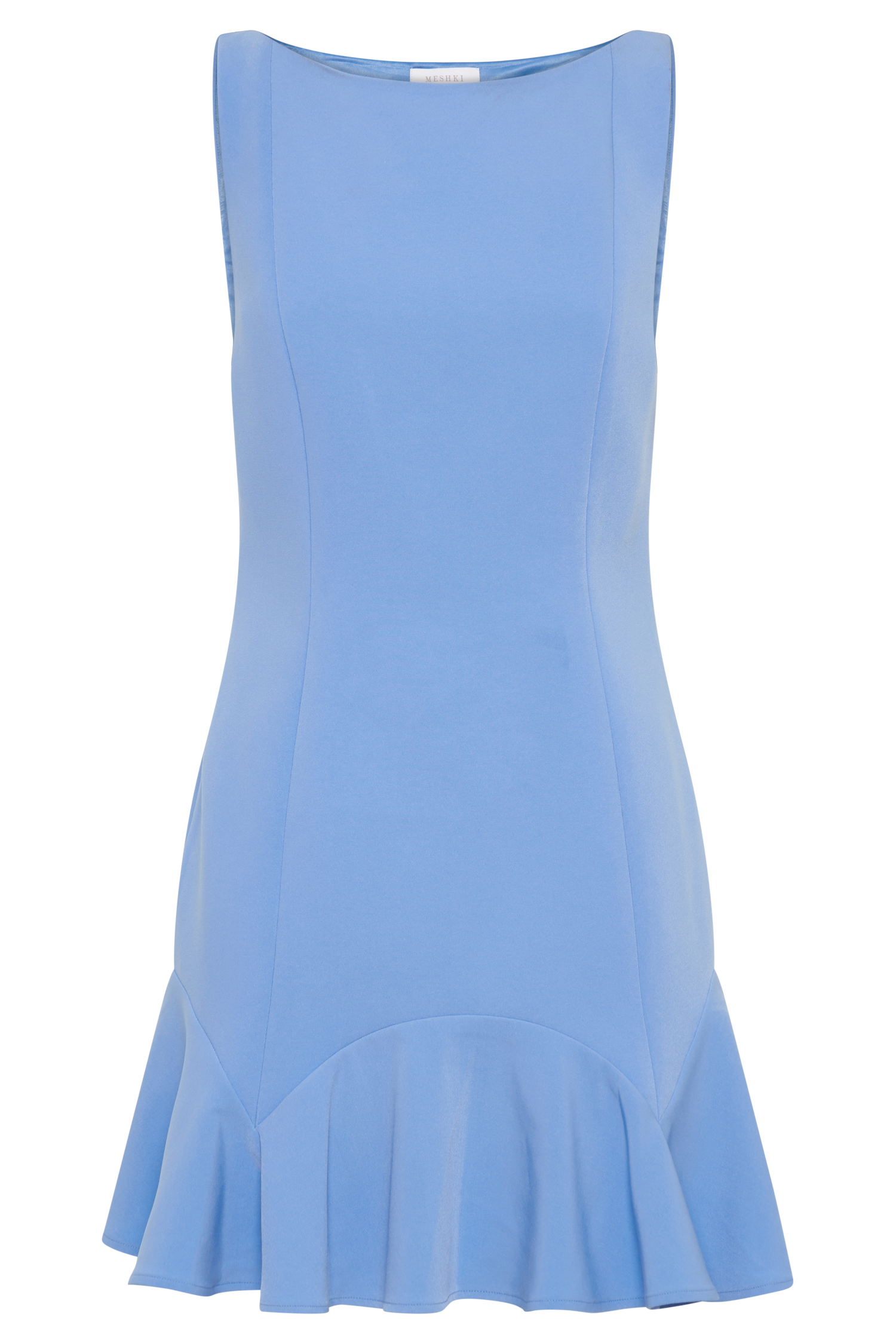 Leonora Sleeveless Suiting Mini Dress With Ruffle - Iris Blue #8