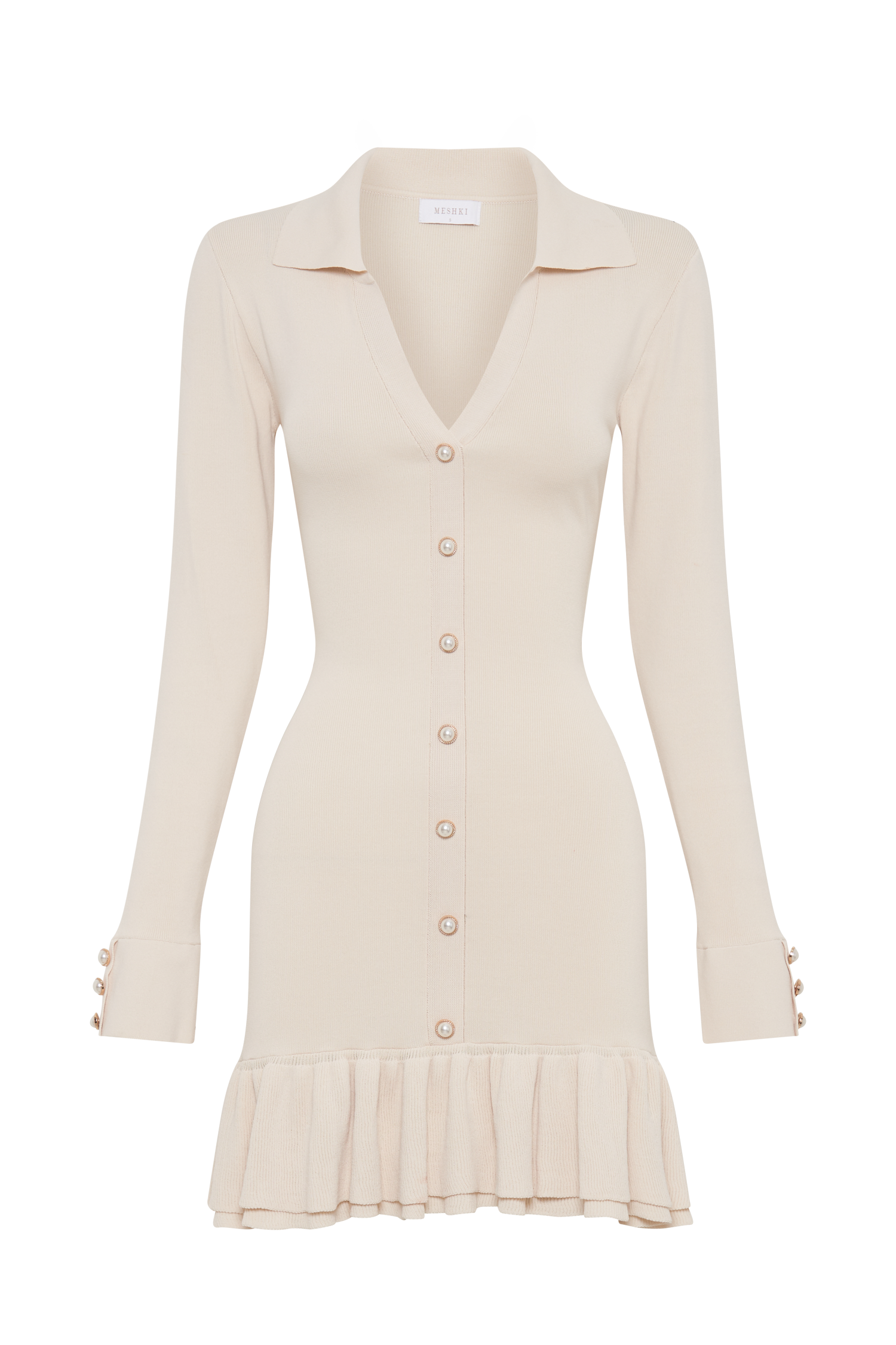 Pareesa Contrast Frill Mini Dress - Cream #7