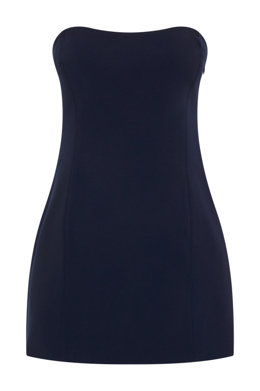 Neeka Strapless Bow Back Mini Dress - Navy