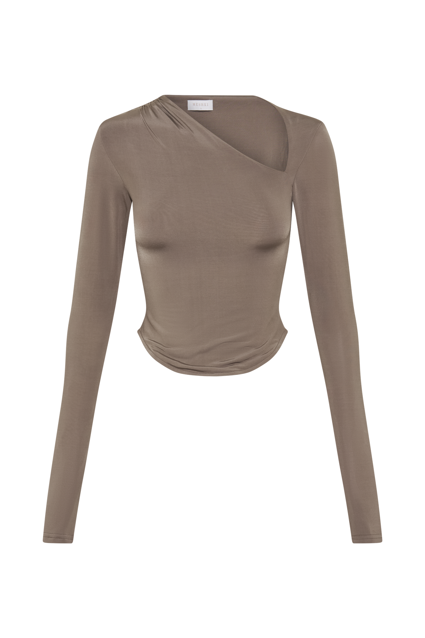 Bruna Slinky Long Sleeve Top With Cut Out - Coco