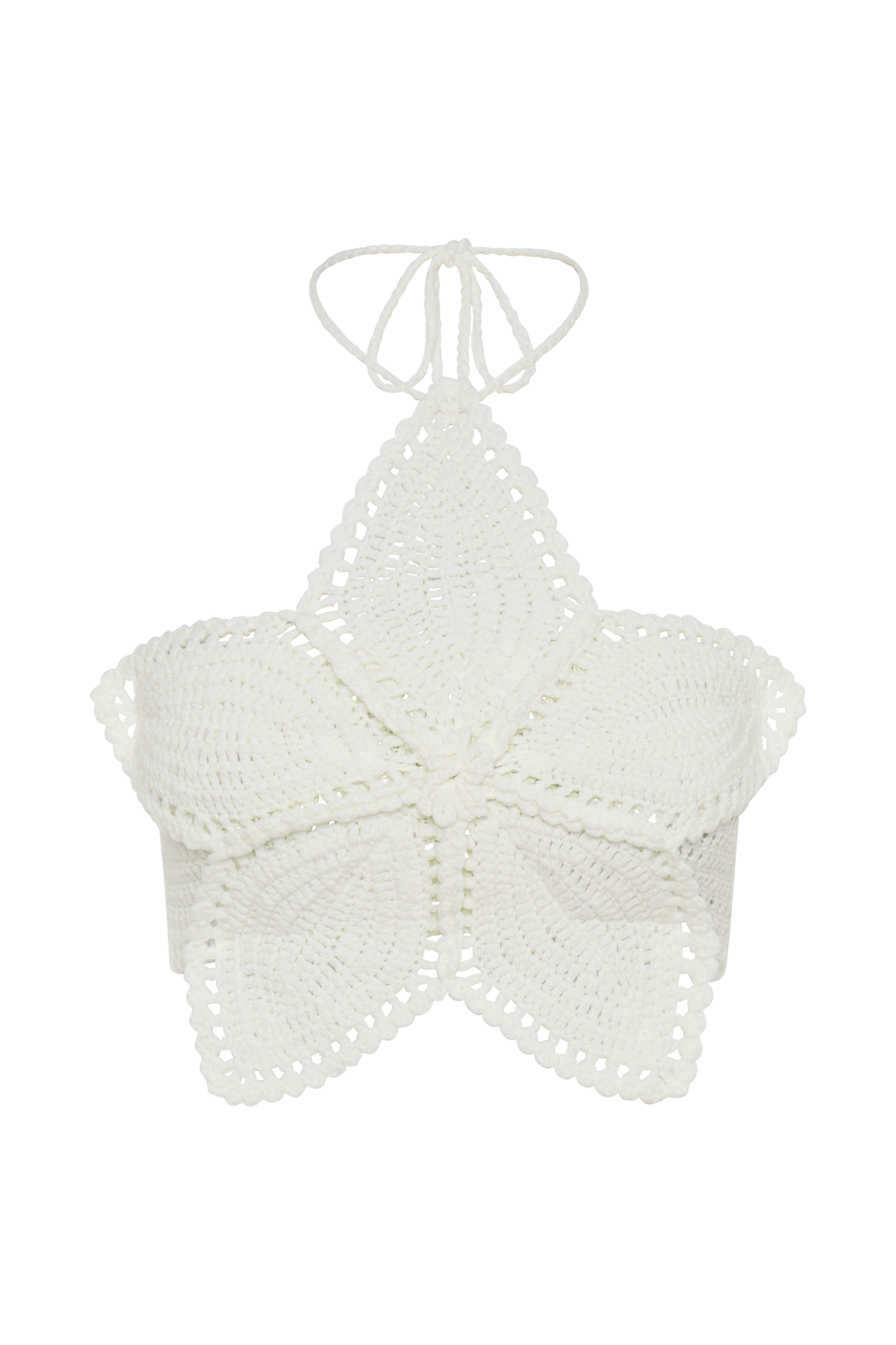 Bailey Floral Crochet Halter Top - Ivory