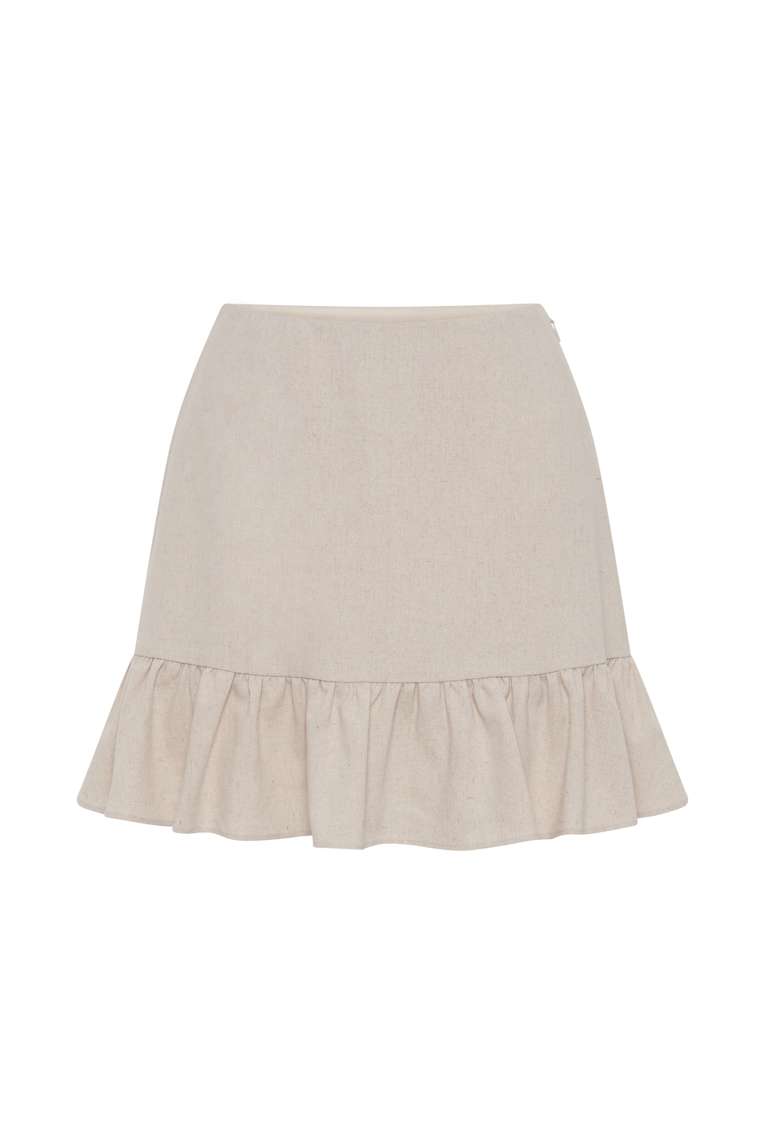 Delfina Linen Mini Skirt With Ruffle - Natural #11