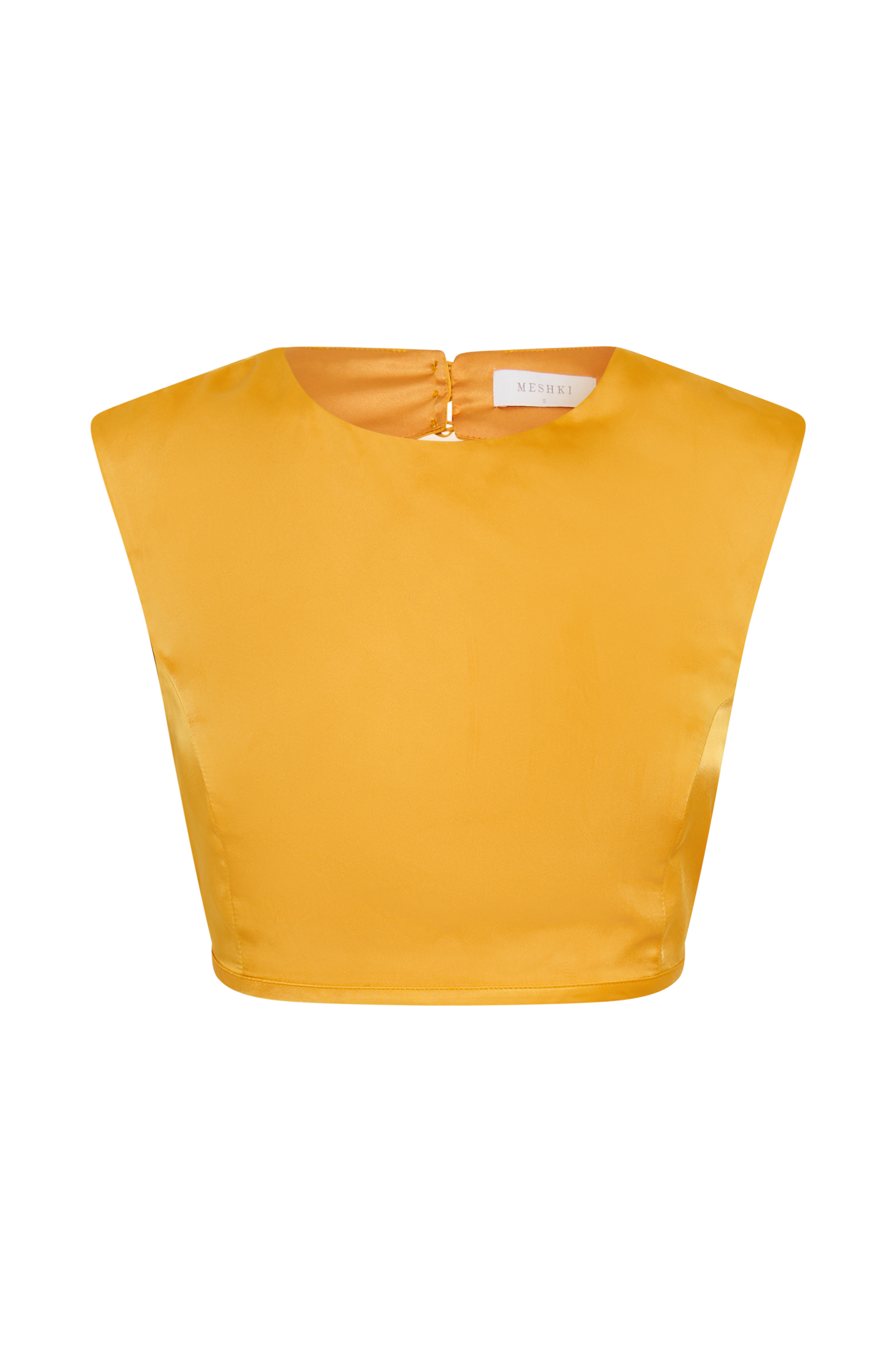 Viviana Satin Sleeveless Crop Top - Tangerine #13