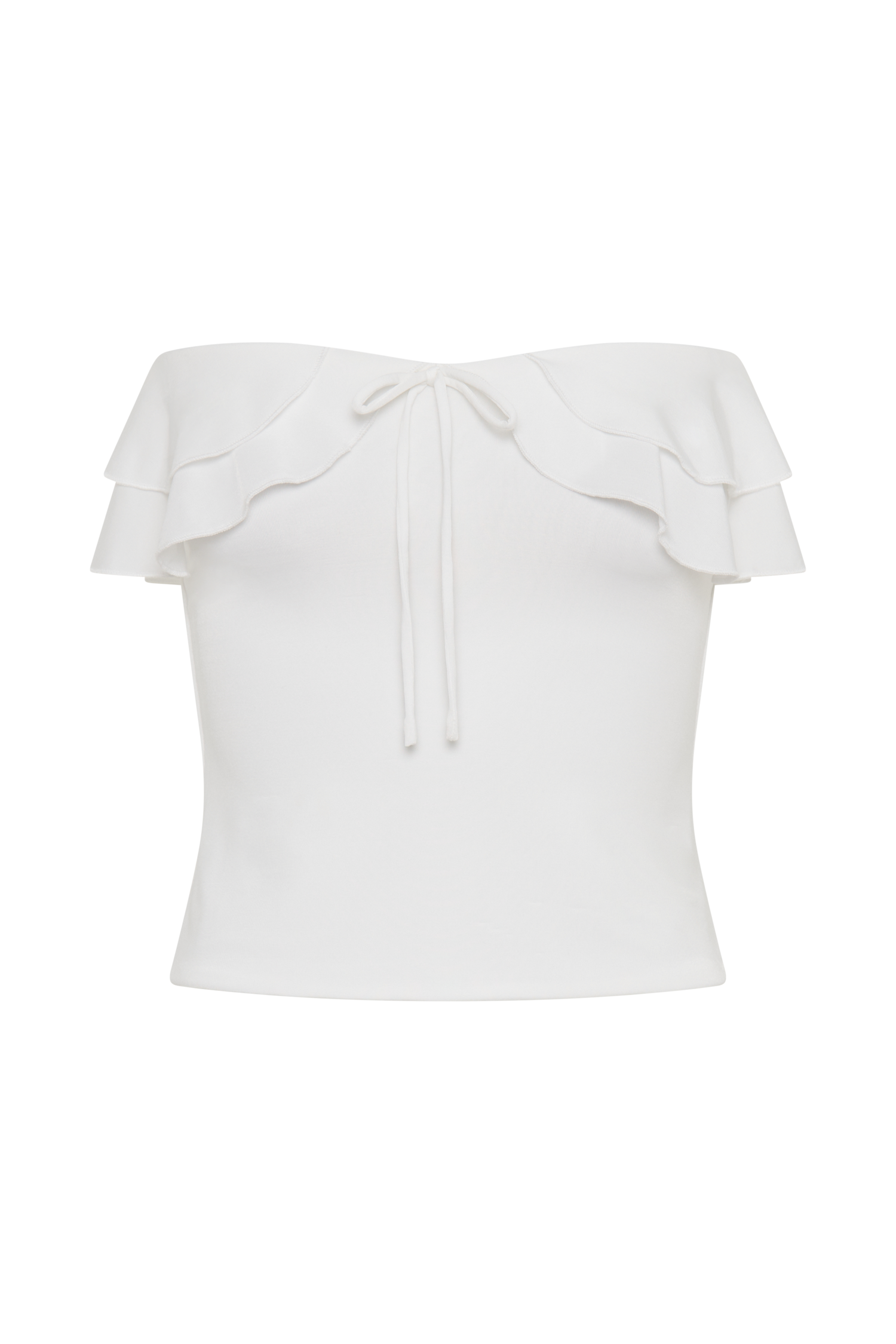 Bea Strapless Slinky Ruffle Top - White #7
