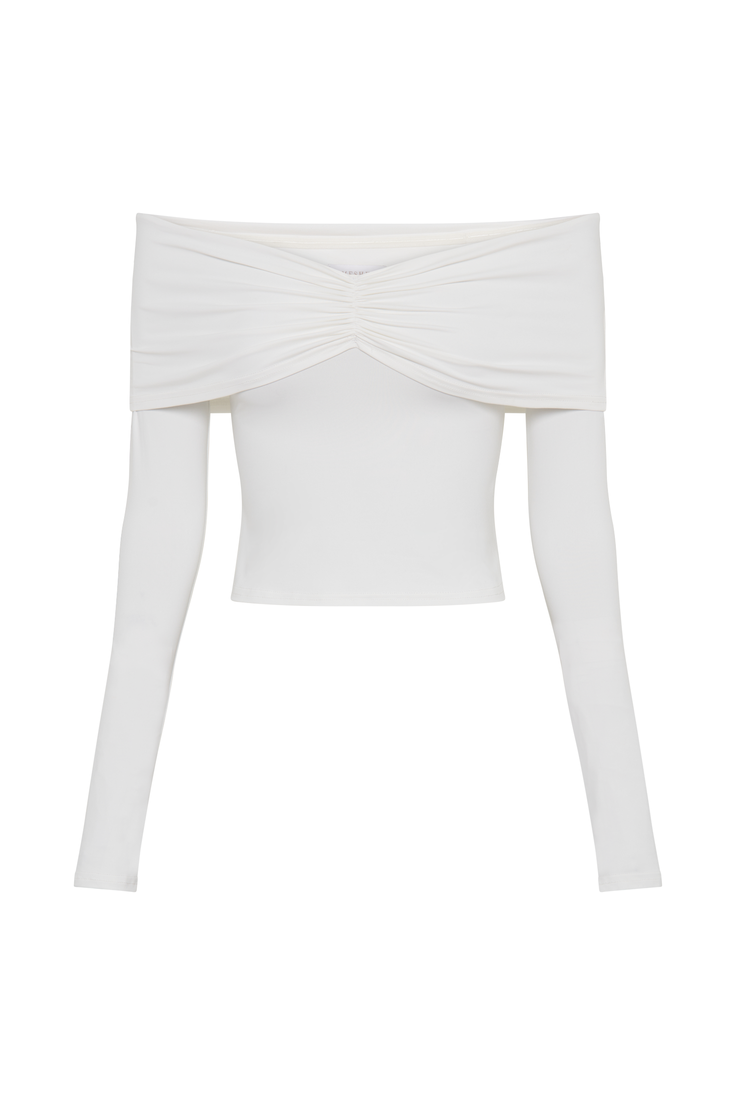Prue Ruched Off Shoulder Long Sleeve Top - White #7