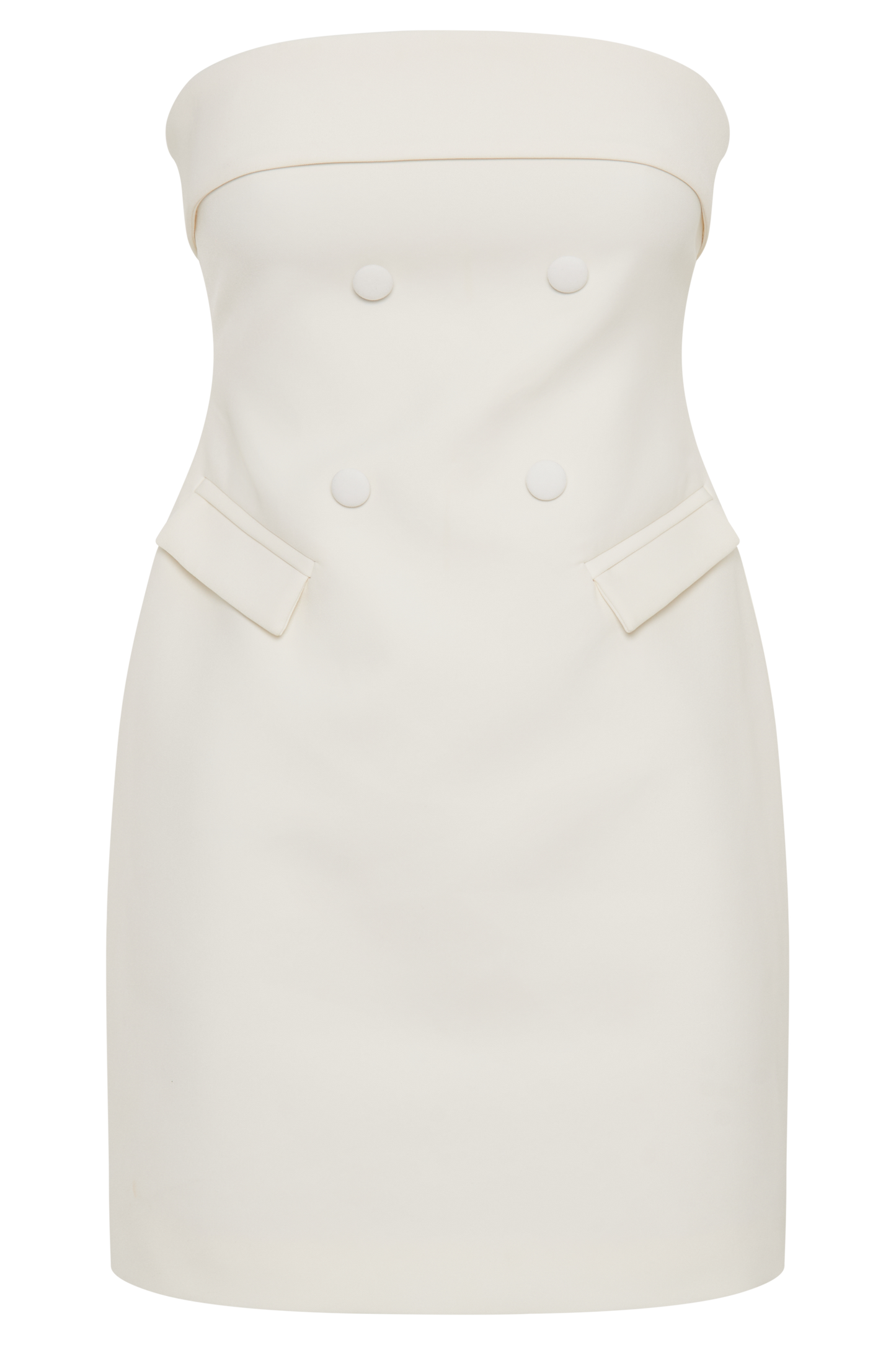 Abbie Strapless Suiting Mini Dress - Ivory