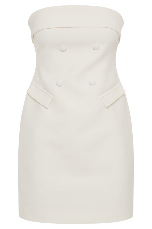 Abbie Strapless Suiting Mini Dress - Ivory