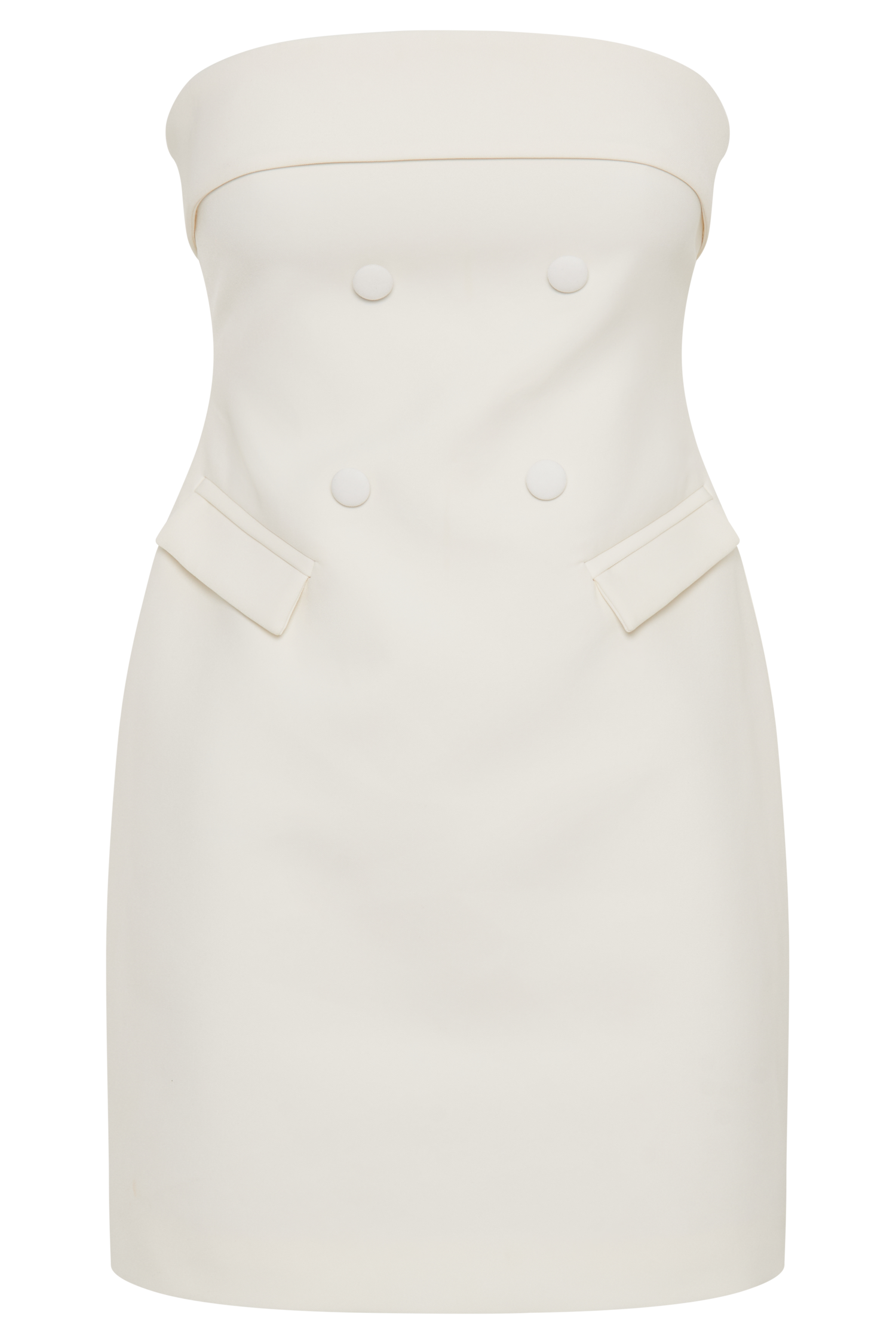 Abbie Strapless Suiting Mini Dress - Ivory #9