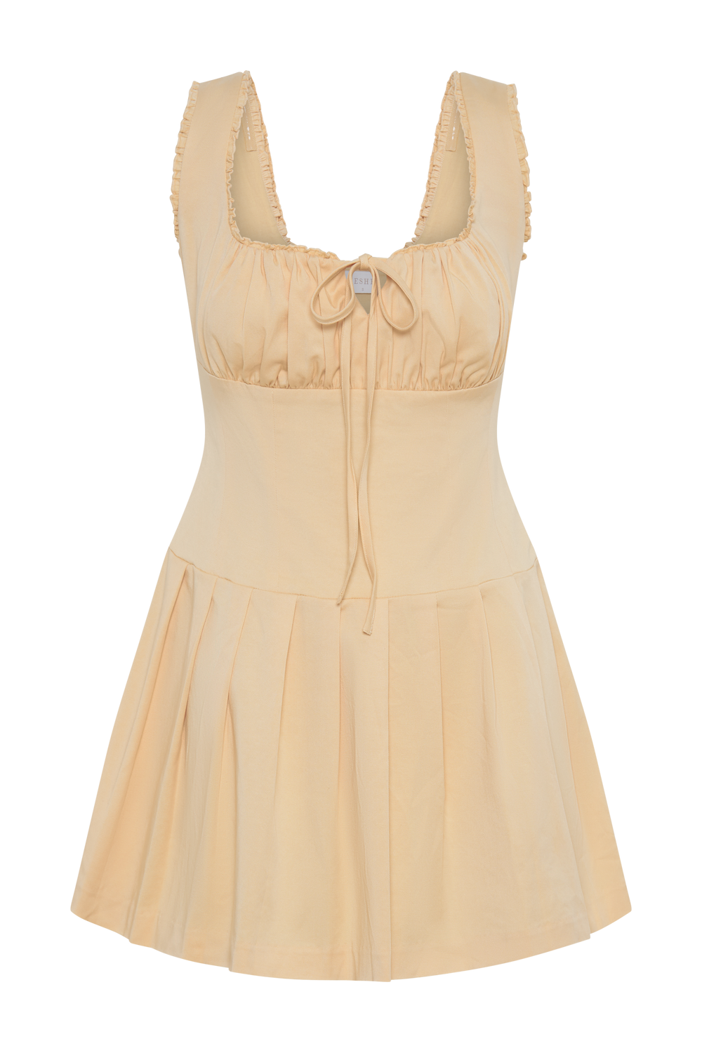 Donna Cotton Ruched Mini Dress - Peach