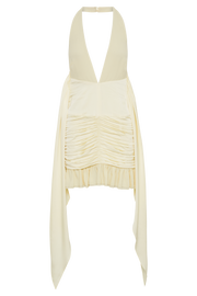 Ambrosi Satin Chiffon Mini Dress - Lemon Sherbet