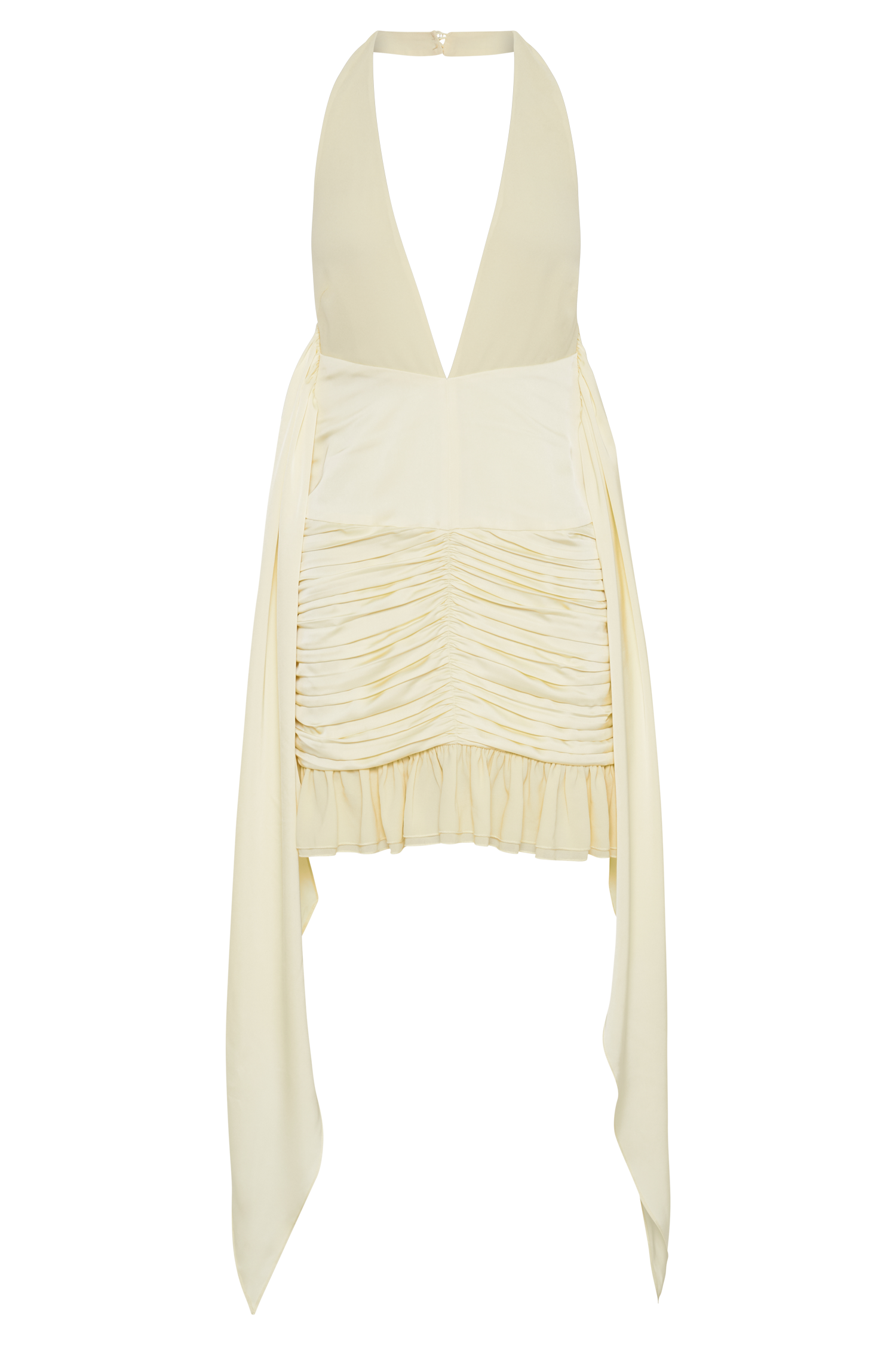 Ambrosi Satin Chiffon Mini Dress - Lemon Sherbet #9