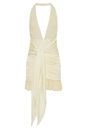 Ambrosi Satin Chiffon Mini Dress - Lemon Sherbet