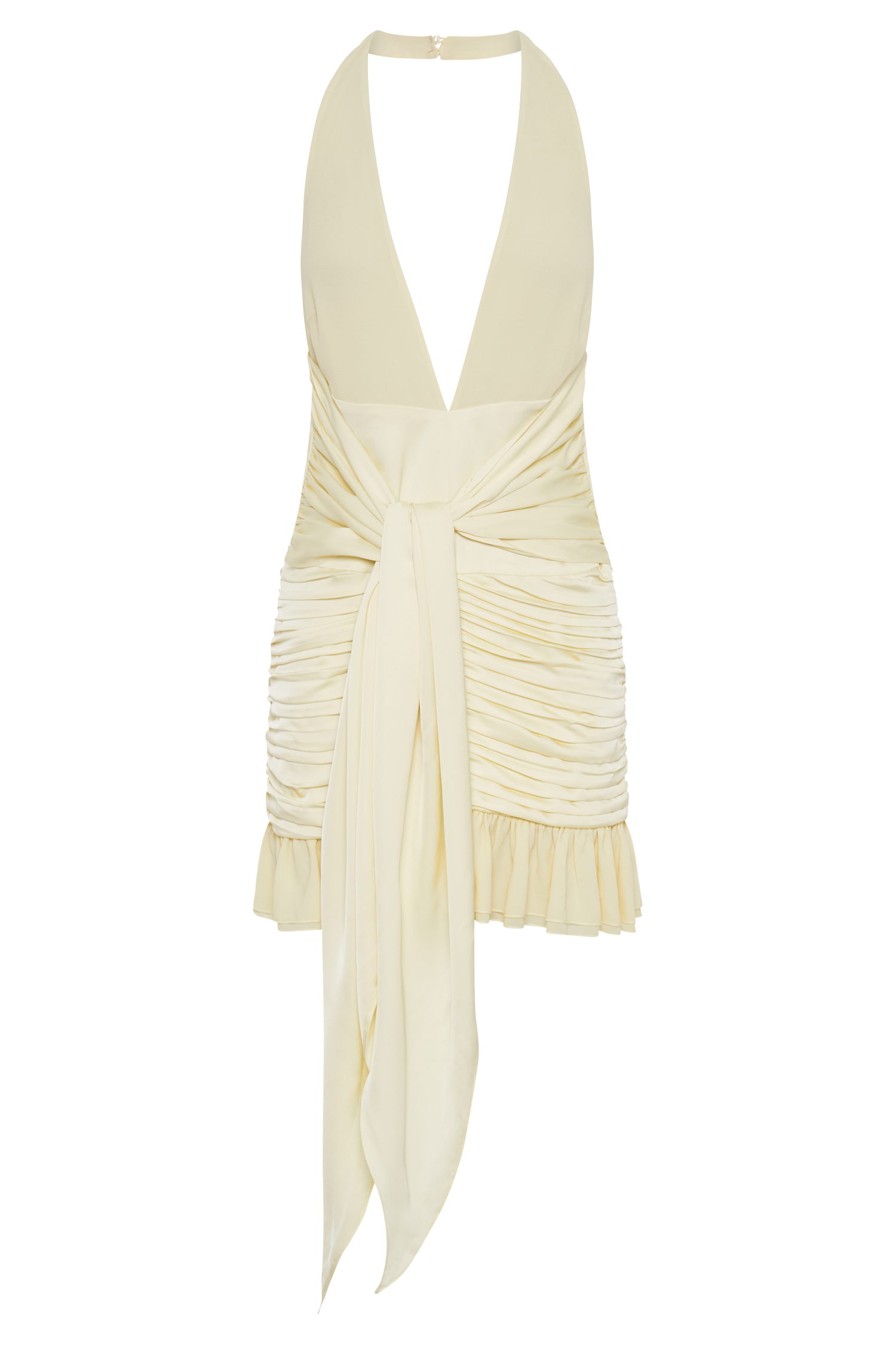 Ambrosi Satin Chiffon Mini Dress - Lemon Sherbet #10