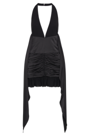Ambrosi Satin Chiffon Mini Dress - Black