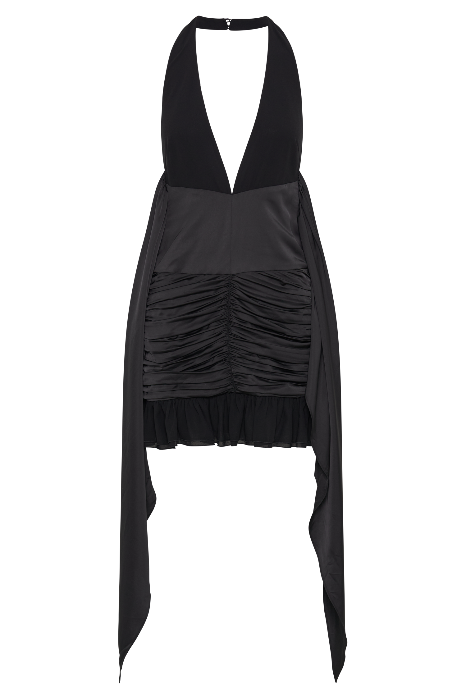 Ambrosi Satin Chiffon Mini Dress - Black #8