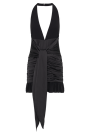 Ambrosi Satin Chiffon Mini Dress - Black