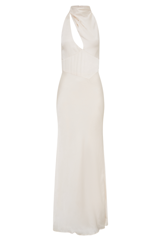 Belladonna Satin Halter Maxi Dress - Ivory