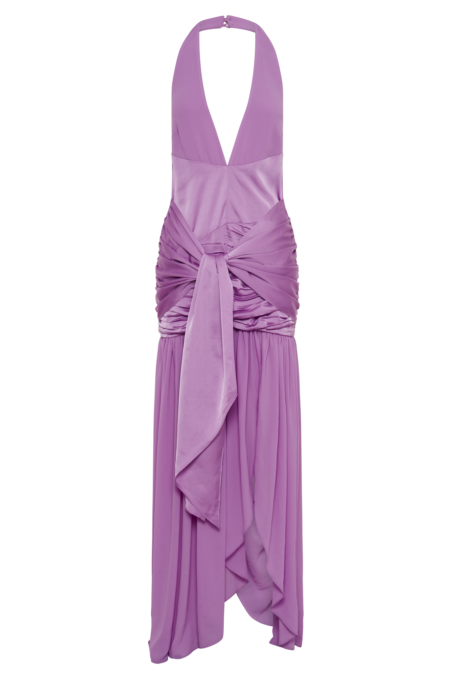 Graziana Satin Chiffon Plunge Maxi Dress - Violet #9