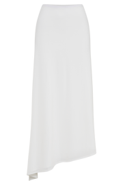 Bea Asymmetrical Slinky Maxi Skirt - White