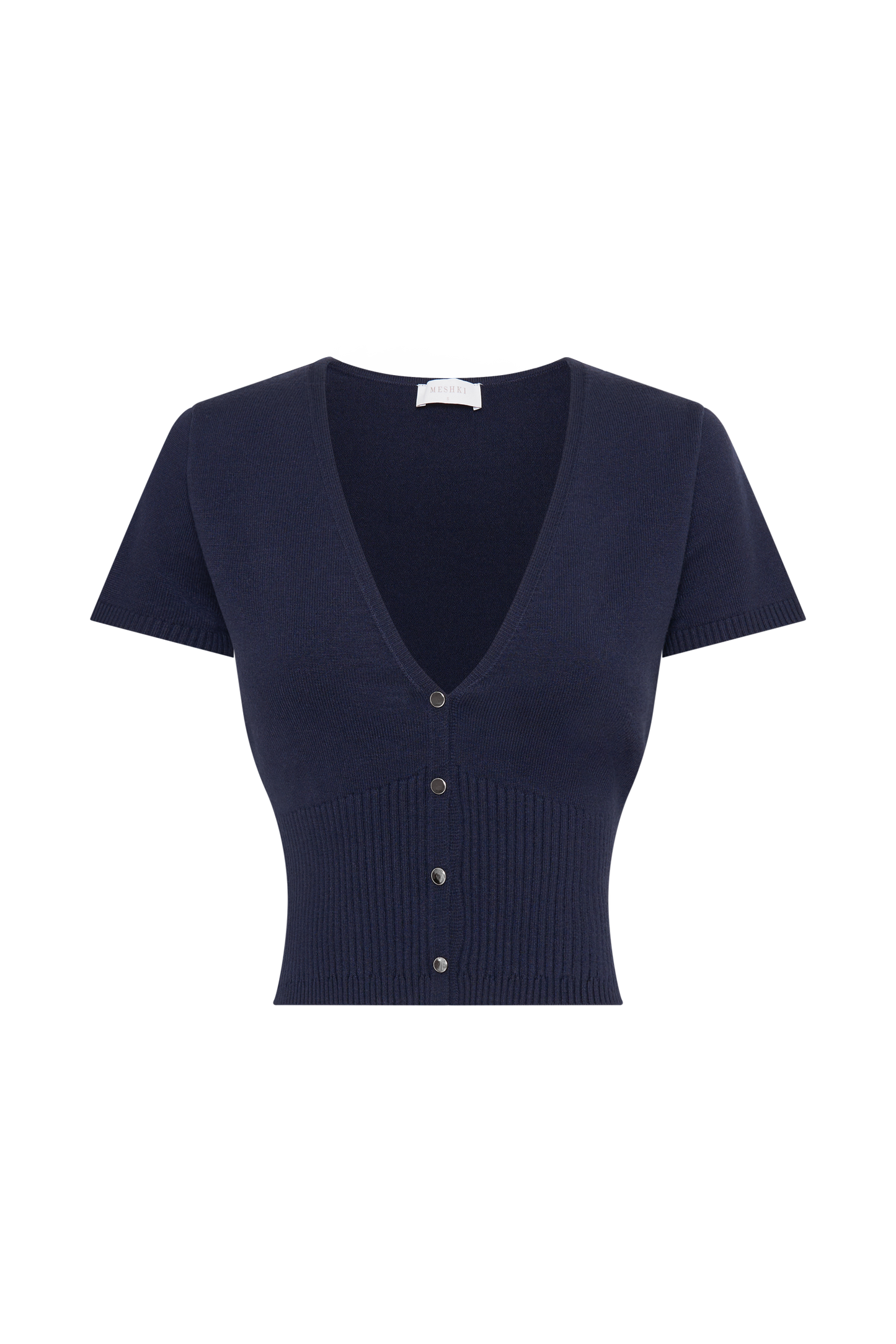 Jolene Button Up Knit Top - Navy