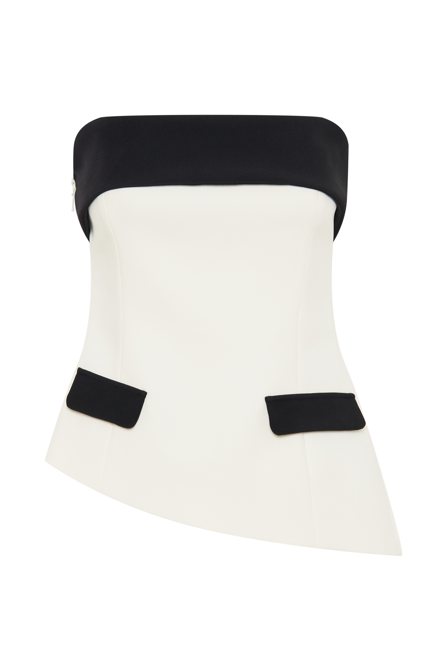 Micah Contrast Suiting Strapless Top - White #9