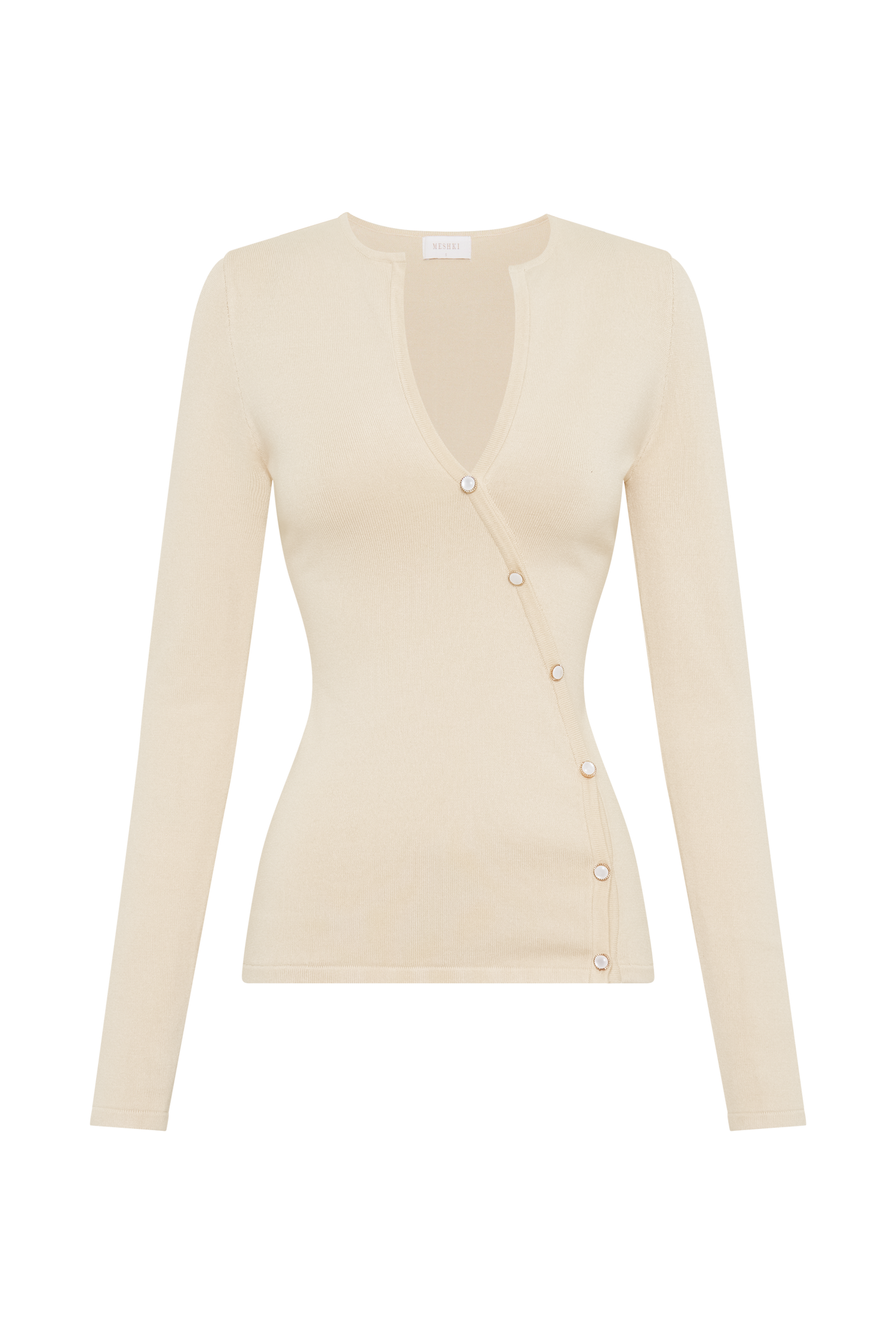 Maisie Asymmetrical Knit Top - Cream