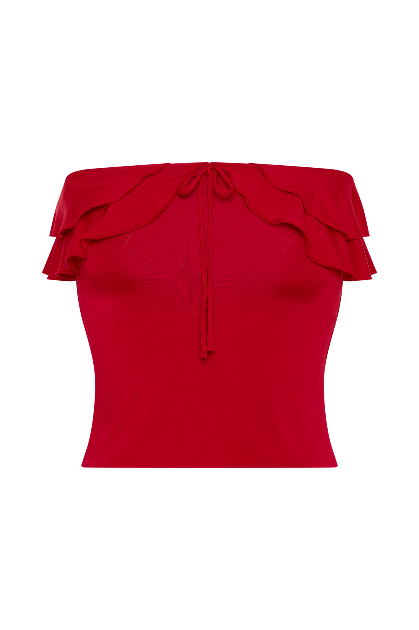 Bea Strapless Slinky Ruffle Top - Pomegranate