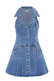 Porter Collared Denim Mini Dress - 70'S Blue