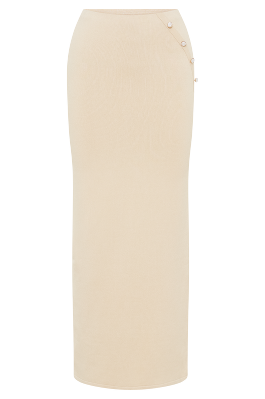 Maisie Buttoned Knit Maxi Skirt - Cream