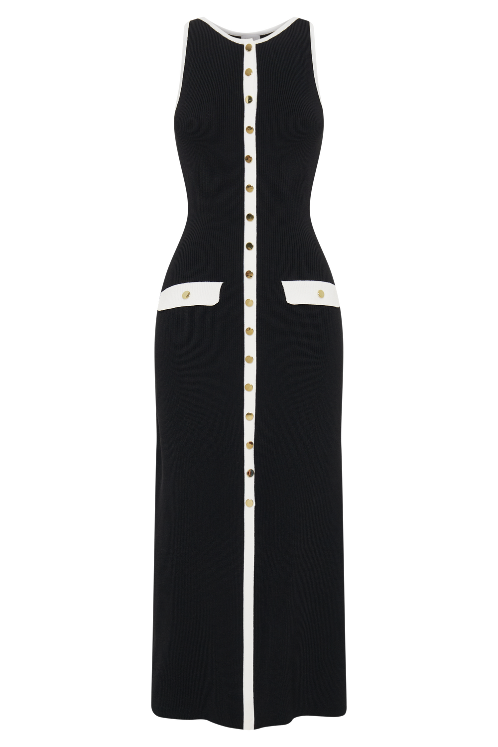 Sawyer Sleeveless Buttoned Maxi Dress - Black/White
