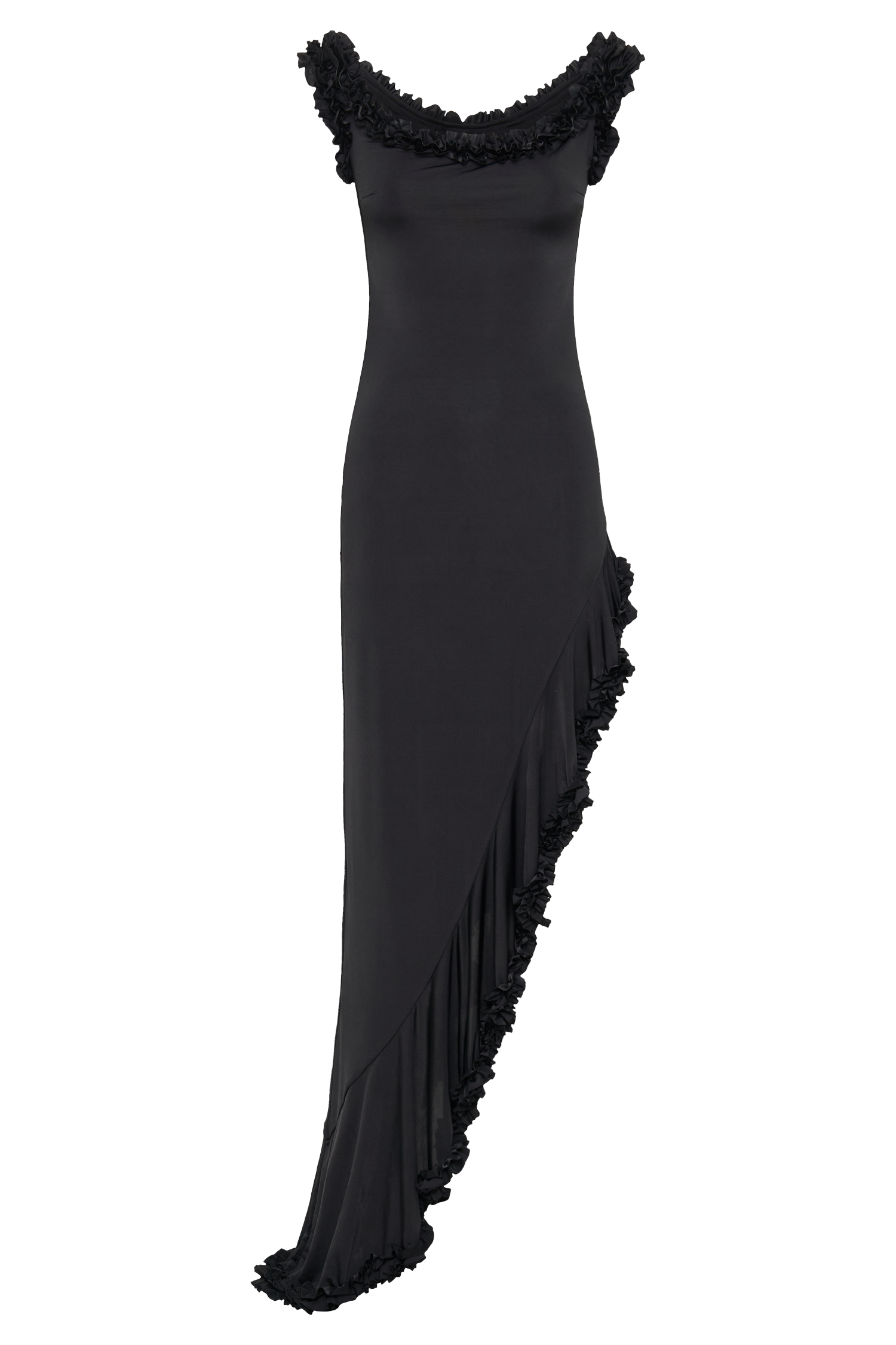 Arielle Off Shoulder Ruffle Midi Dress - Black #8