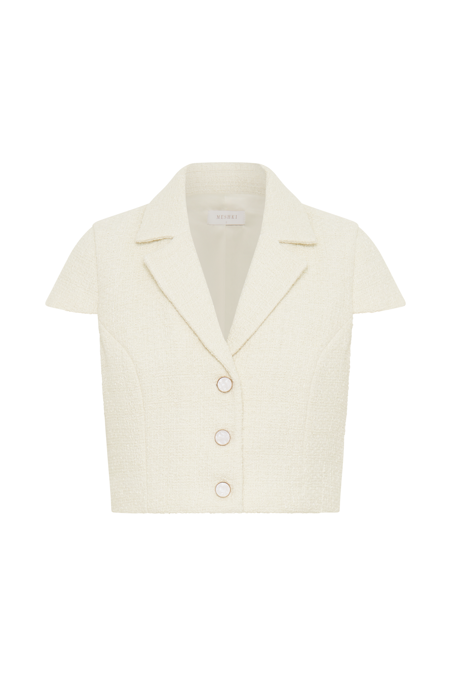 Parisa Boucle Button Up Top - Ivory