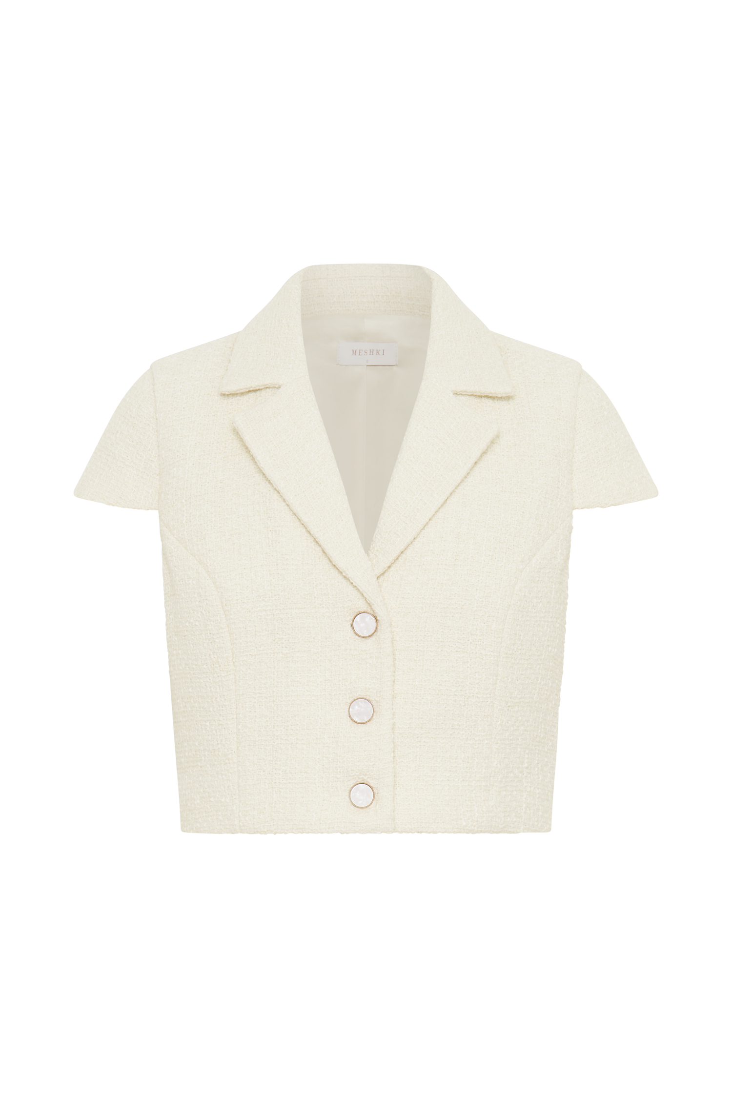 Parisa Boucle Button Up Top - Ivory #10