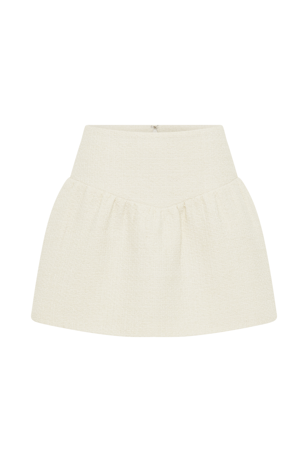 Cyrus Gathered Boucle Mini Skirt - Ivory